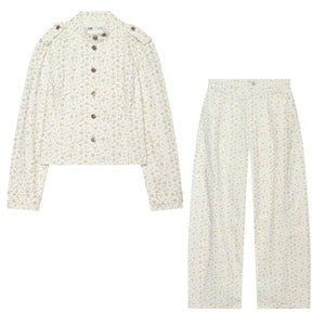 Floral print denim jacket + pants set for women | MuddyStock Originals Printed Set