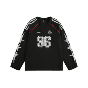 V-neck retro printed sweatshirt For Men And Women | MuddyStock Originals Black