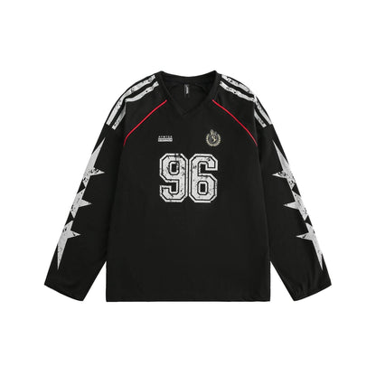 V-neck retro printed sweatshirt For Men And Women | MuddyStock Originals Black MuddyStock