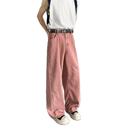 Pink wide leg straight leg jeans for men | MuddyStock Originals MuddyStock