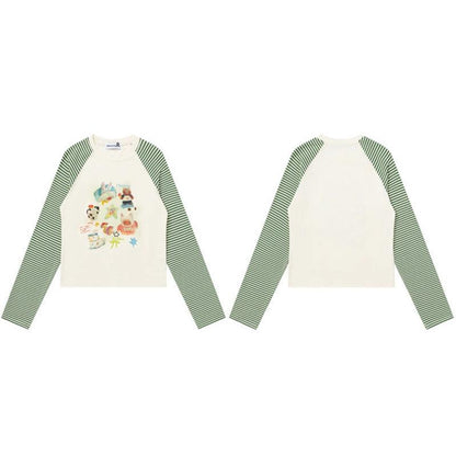 Cartoon Print Long Sleeve T-Shirt for Women | MuddyStock Originals