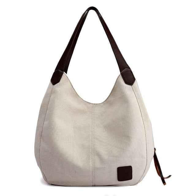 Women's Canvas Zipper bag Beige