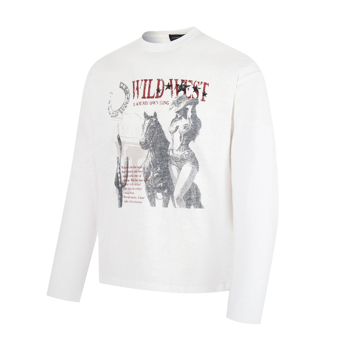 Western Cowboy Girl Printed Long Sleeve T-shirt For Men | MuddyStock Originals