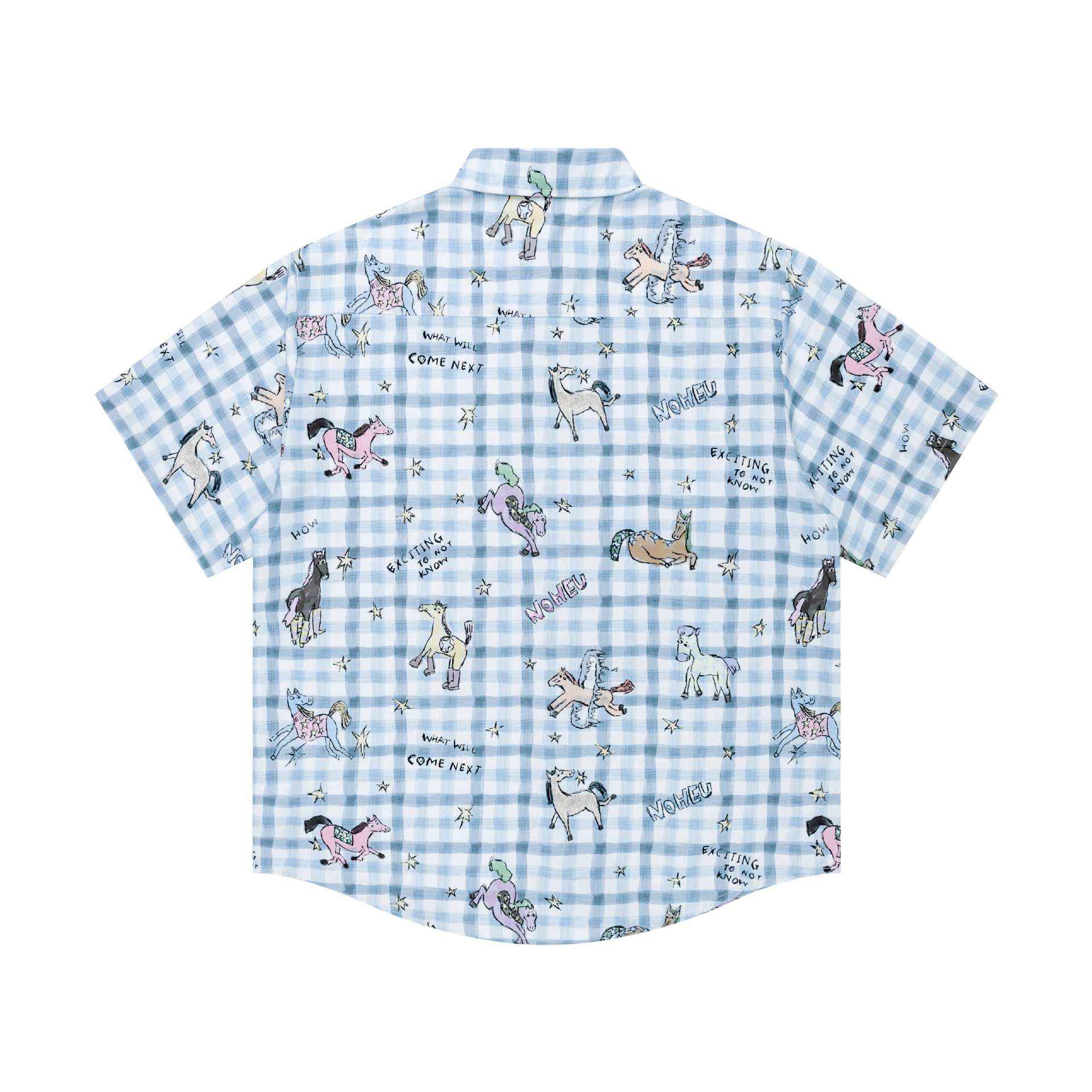 Hand drawn pony print short sleeved shirt for men | MuddyStock Originals