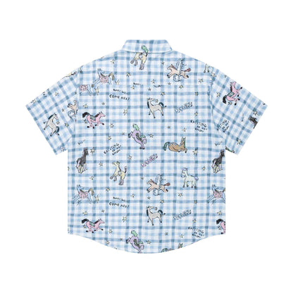 Hand drawn pony print short sleeved shirt for men | MuddyStock Originals