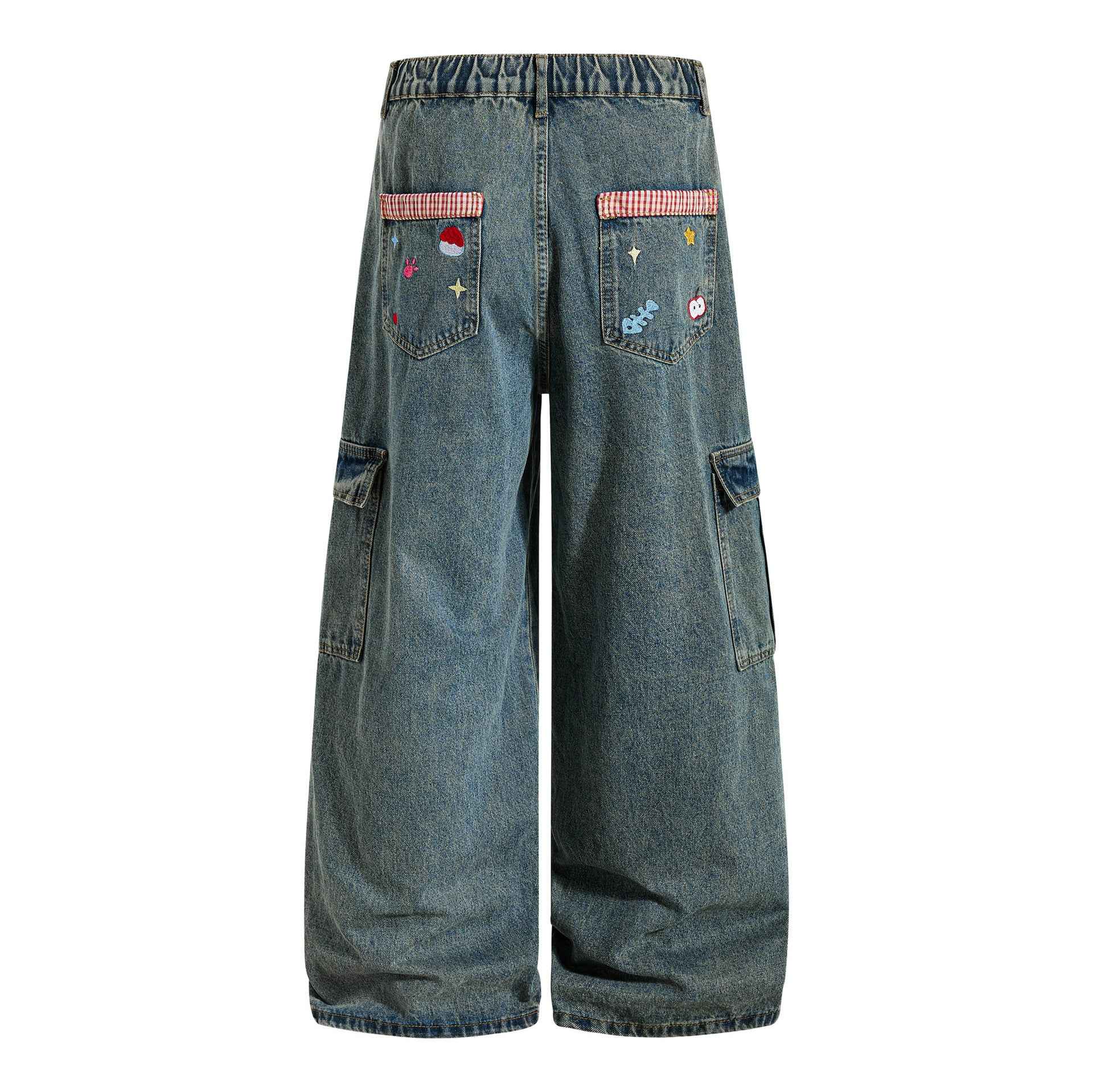 Cartoon cat washed straight leg jeans for women | MuddyStock Originals