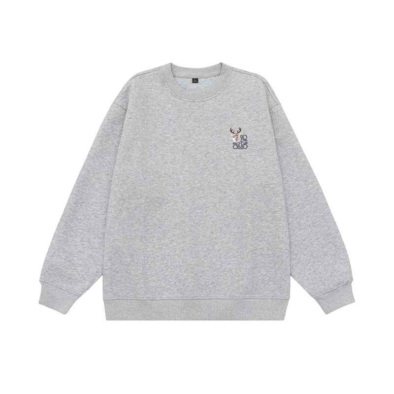 Loose Retro Casual Versatile Crewneck Hoodie For Men And Women | MuddyStock Originals Floral Gray MuddyStock