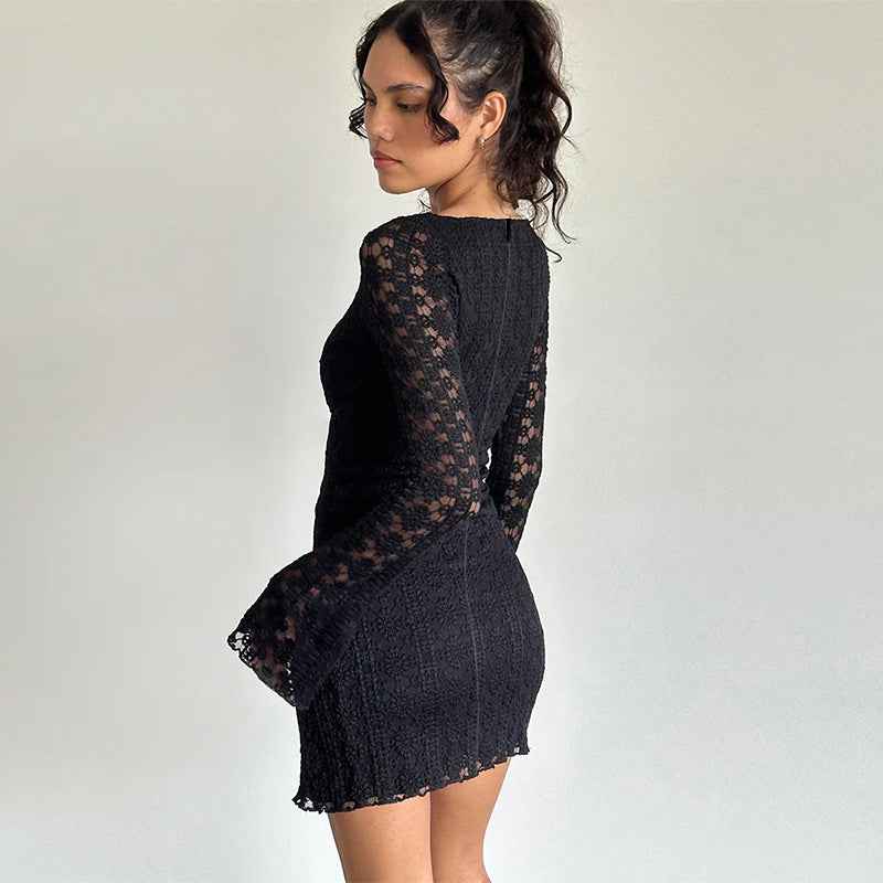 Women's slim knit lace waist cinching short dress | MuddyStock Originals MuddyStock