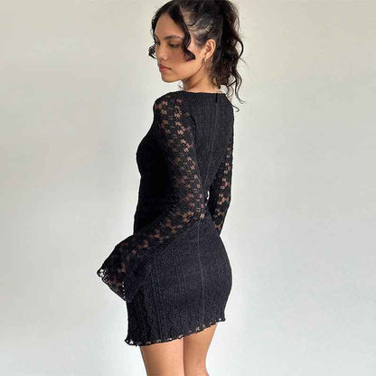 Women's slim knit lace waist cinching short dress | MuddyStock Originals MuddyStock