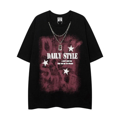 Letter printed loose men's and women's T-shirt | MuddyStock Originals Black MuddyStock