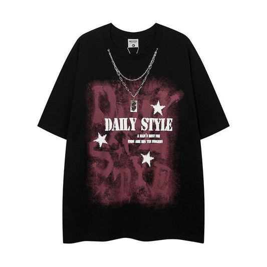 Letter printed loose men's and women's T-shirt | MuddyStock Originals Black MuddyStock