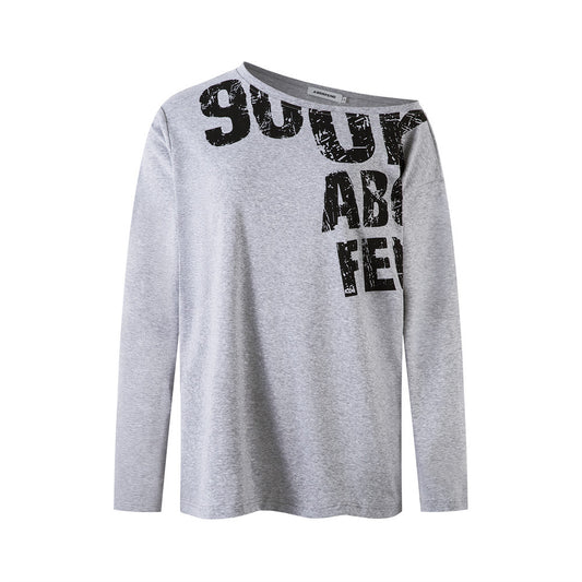 Long Sleeve T-Shirt Loose  with Design Letter Print Casual