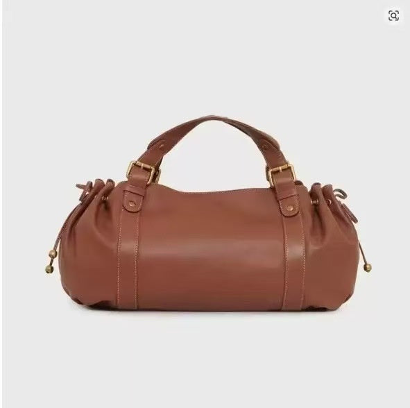 Large capacity soft leather tote bag