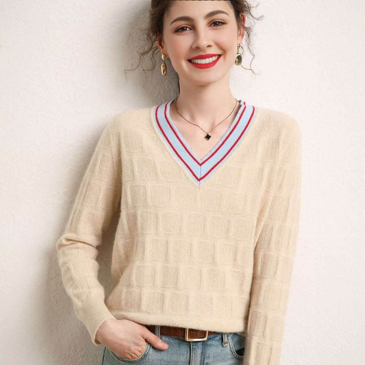 V-neck soft sweater knitted short pullover | MuddyStock Originals MuddyStock