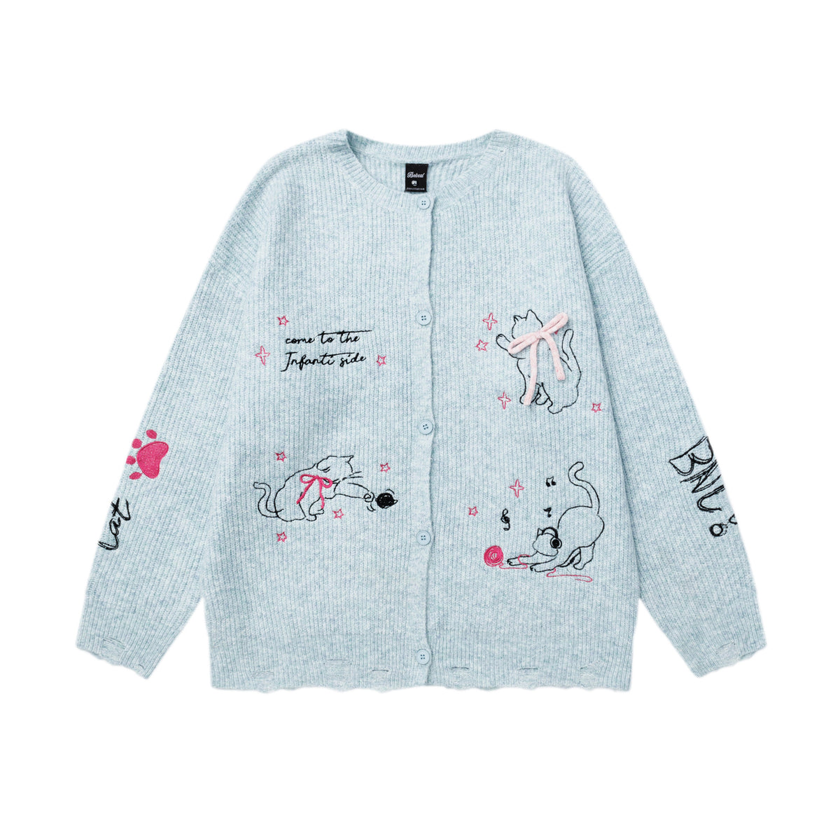 Cat knot jacquard sweater for women | MuddyStock Originals Blue