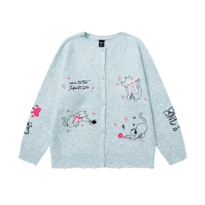 Cat knot jacquard sweater for women | MuddyStock Originals Blue