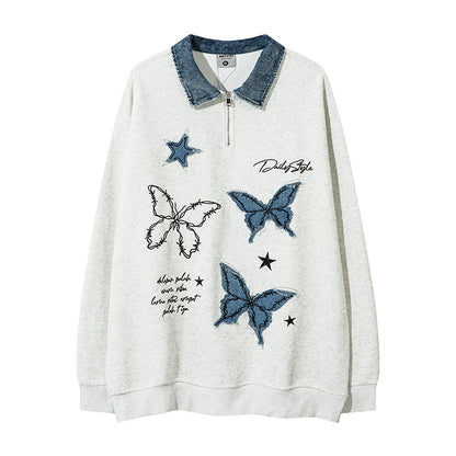 Aesthetic Butterfly Applique Hoodie For Men And Women | MuddyStock Originals White Regular MuddyStock
