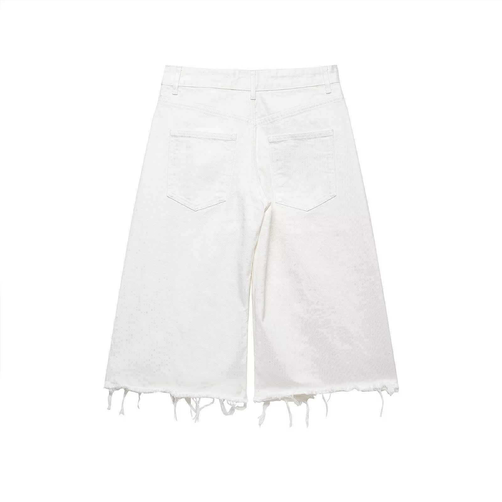 Style Raw Hem Denim Casual Shorts for Women