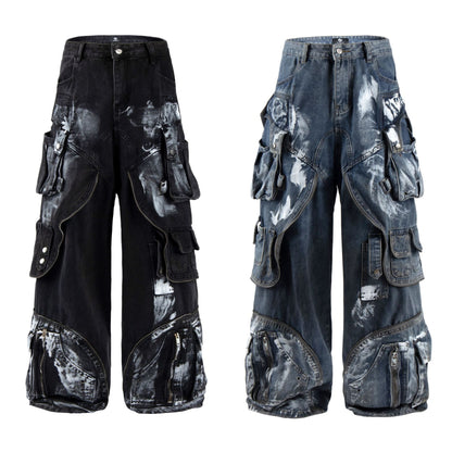Graffiti wide leg workwear jeans for men and women | MuddyStock Originals