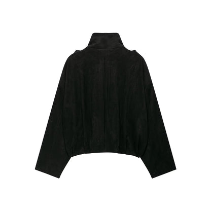 Sueded Cargo Jacket for Women Loose Short Coat
