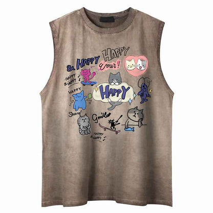Printed Cotton Tank Sleeveless Loose T-Shirt for Men and Women | MuddyStock Originals MuddyStock