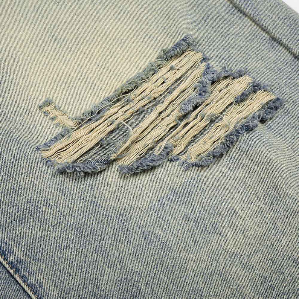 Ripped denim cropped pants for women | MuddyStock Originals