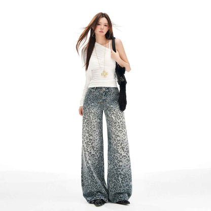 Women's Leopard Print Design Wide Leg Jeans | MuddyStock Originals MuddyStock