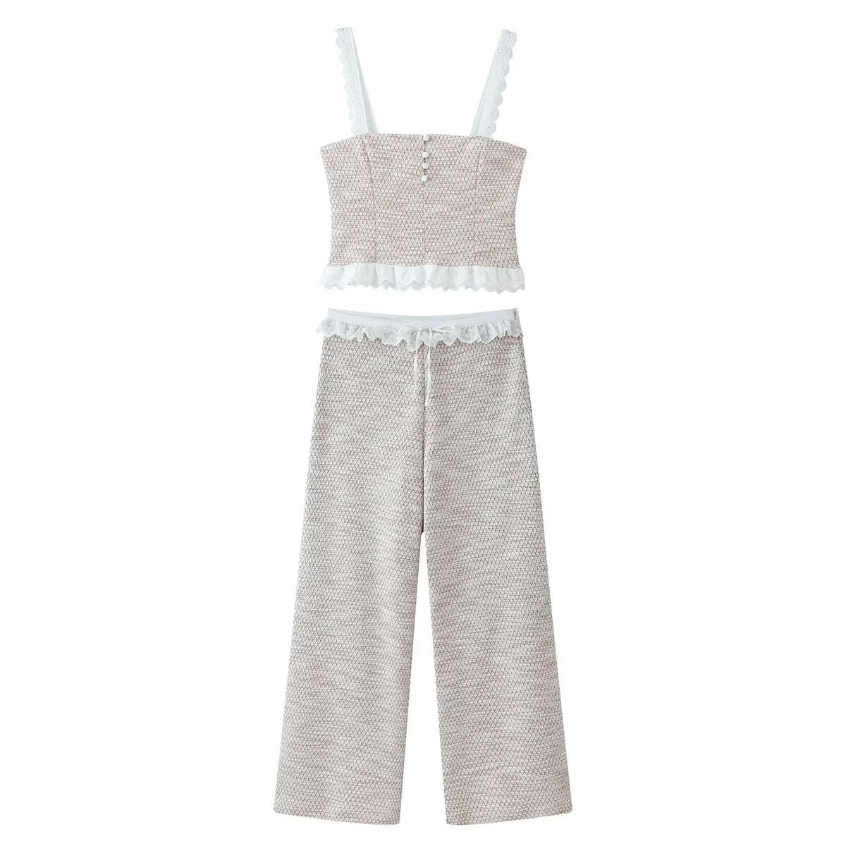 Splicing texture top+layered pants set for women | MuddyStock Originals Set