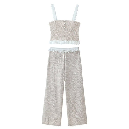 Splicing texture top+layered pants set for women | MuddyStock Originals Set