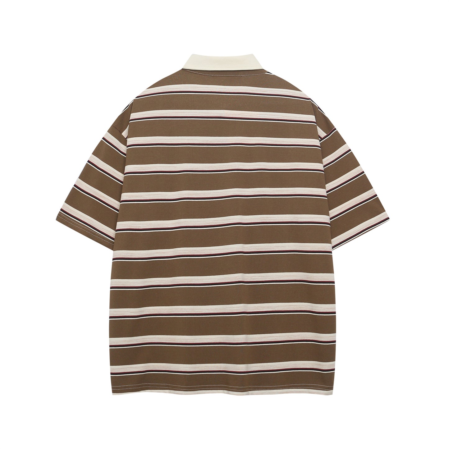 Retro Letter Embroidery Stripe Short Sleeve Polo Shirt For Men MuddyStock