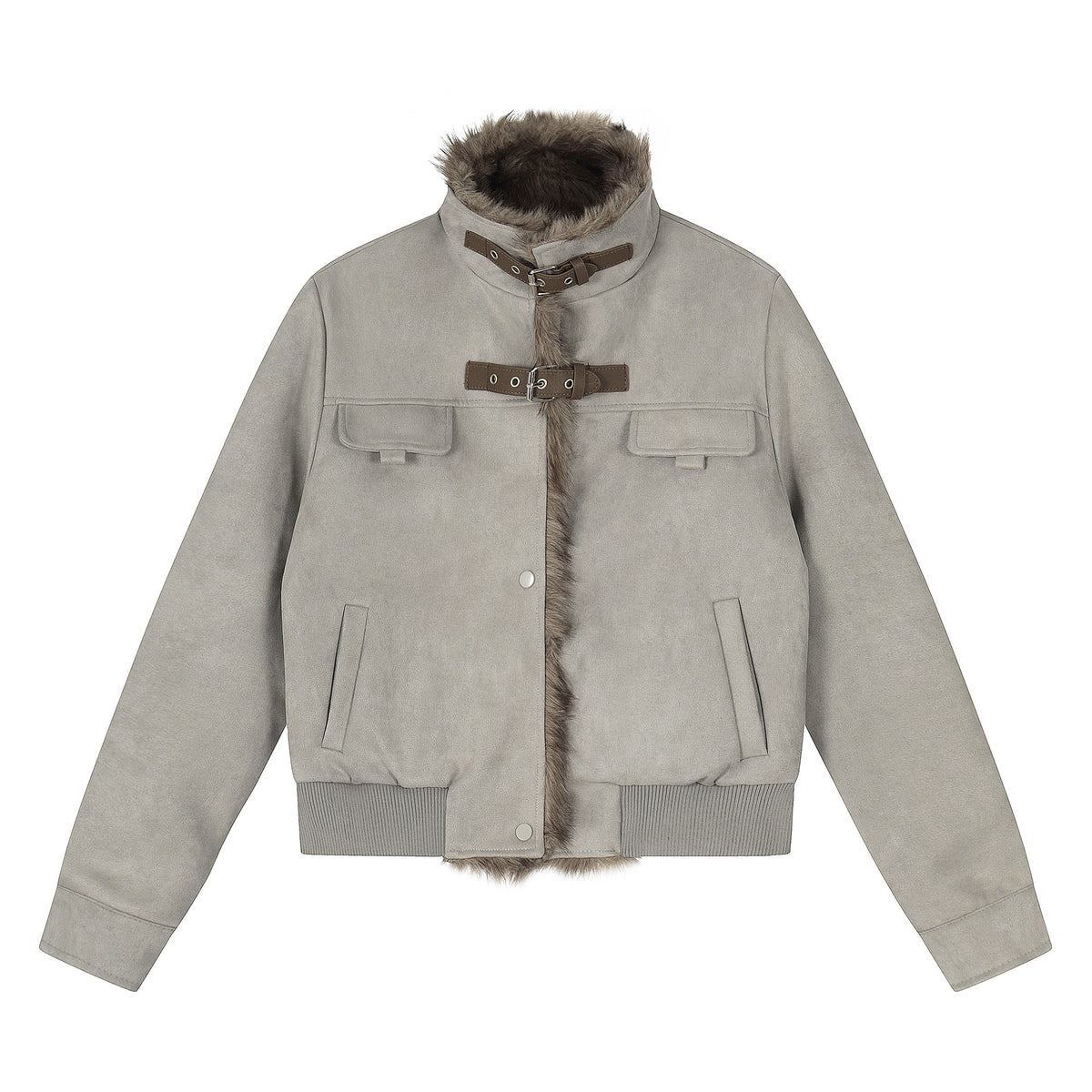 Warm and flannel cotton jacket short jacket for women | MuddyStock Originals White