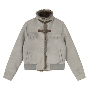 Warm and flannel cotton jacket short jacket for women | MuddyStock Originals White