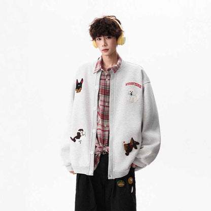 Embroidery Loose Hoodie For Men | MuddyStock Originals White Gray MuddyStock