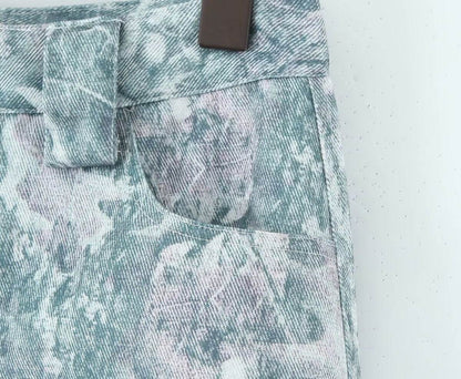 Fashionable pocket workwear low waisted pants denim printed pants For Women | MuddyStock Originals MuddyStock