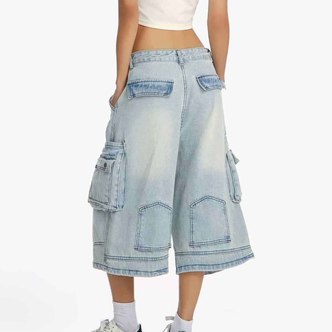 Washed Distressed Wide-Leg Denim Shorts For Women | MuddyStock Originals