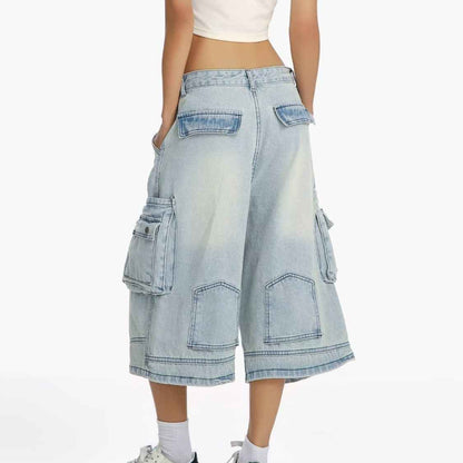 Washed Distressed Wide-Leg Denim Shorts For Women | MuddyStock Originals