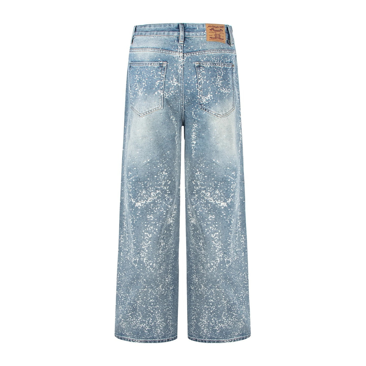 Streetwear Y2K Spray Paint Galaxy Design Rhinestone Straight Leg Jeans For Women | MuddyStock Originals