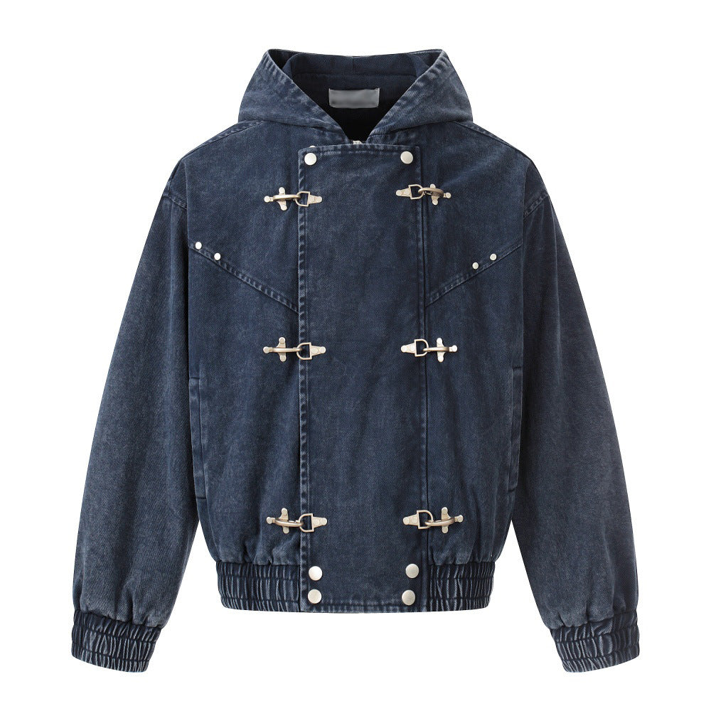 Old Metal Buckle Hoodie For Men | MuddyStock Originals Navy Blue