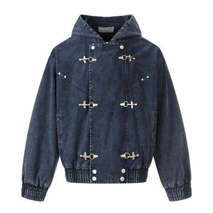 Old Metal Buckle Hoodie For Men | MuddyStock Originals Navy Blue