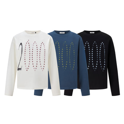 Casual Star Print Long Sleeve Crew Neck Men's T-Shirt