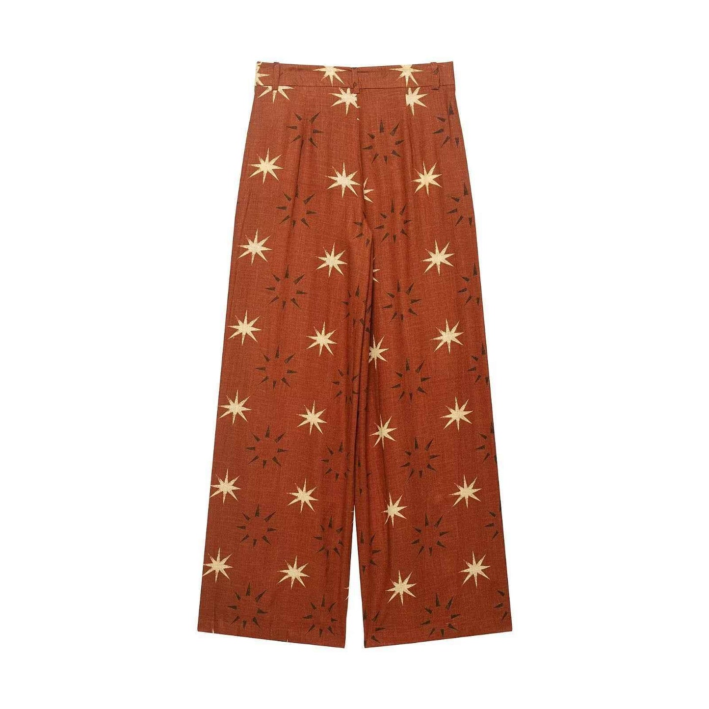 Printed linen blend top+straight leg pants set for women | MuddyStock Originals