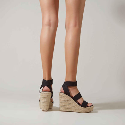 Hemp Rope Bottom High Heel Wedge Sandals