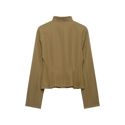 Long sleeved slim fit short skirt style hem jacket