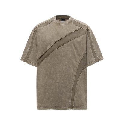 Worn-Out Washed Pure Cotton Short Sleeve T-Shirt For Men | MuddyStock Originals Khaki