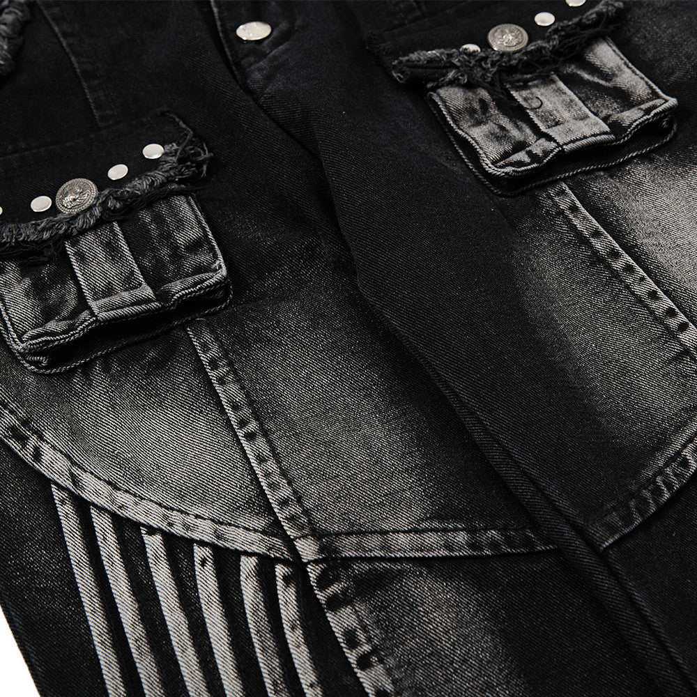 Cat whisker frayed distressed washed denim bell bottoms jeans for women | MuddyStock Originals
