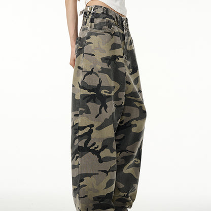 Retro camouflage workwear jeans