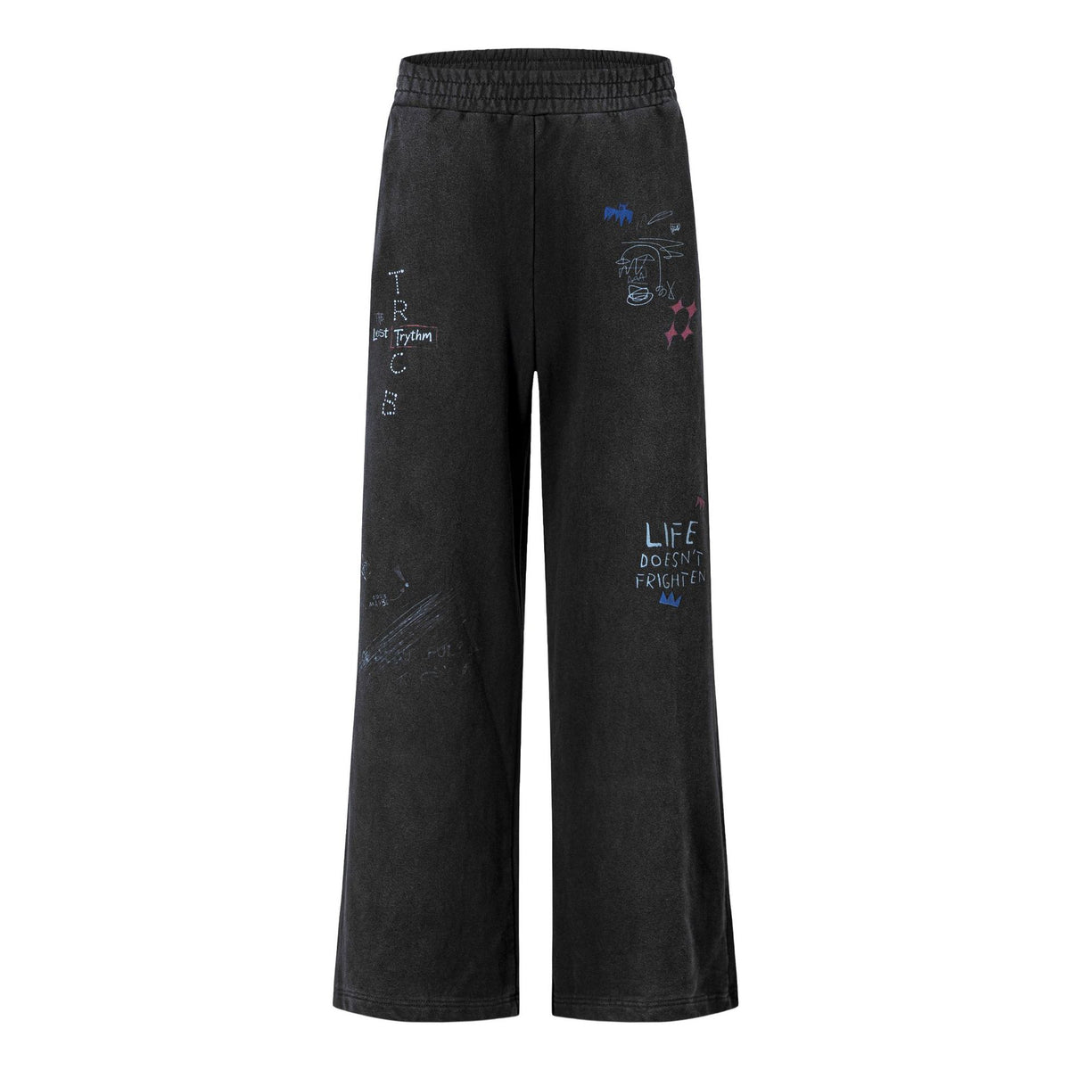 Wide Leg Elastic Drawstring Sweatpants For Men And Women Black