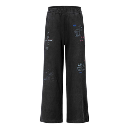 Wide Leg Elastic Drawstring Sweatpants For Men And Women Black