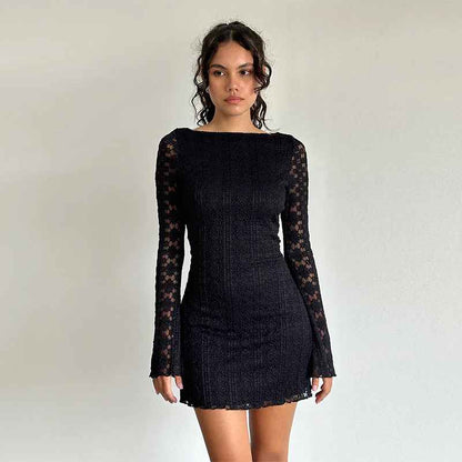 Women's slim knit lace waist cinching short dress | MuddyStock Originals MuddyStock