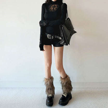 Fitted Hollow-Out Cross Long Sleeve Top For Women | MuddyStock Originals MuddyStock